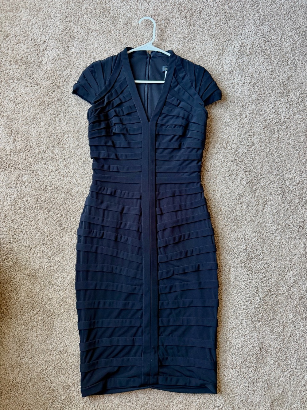 Tadashi Shoji Black Paneled Midi Dress